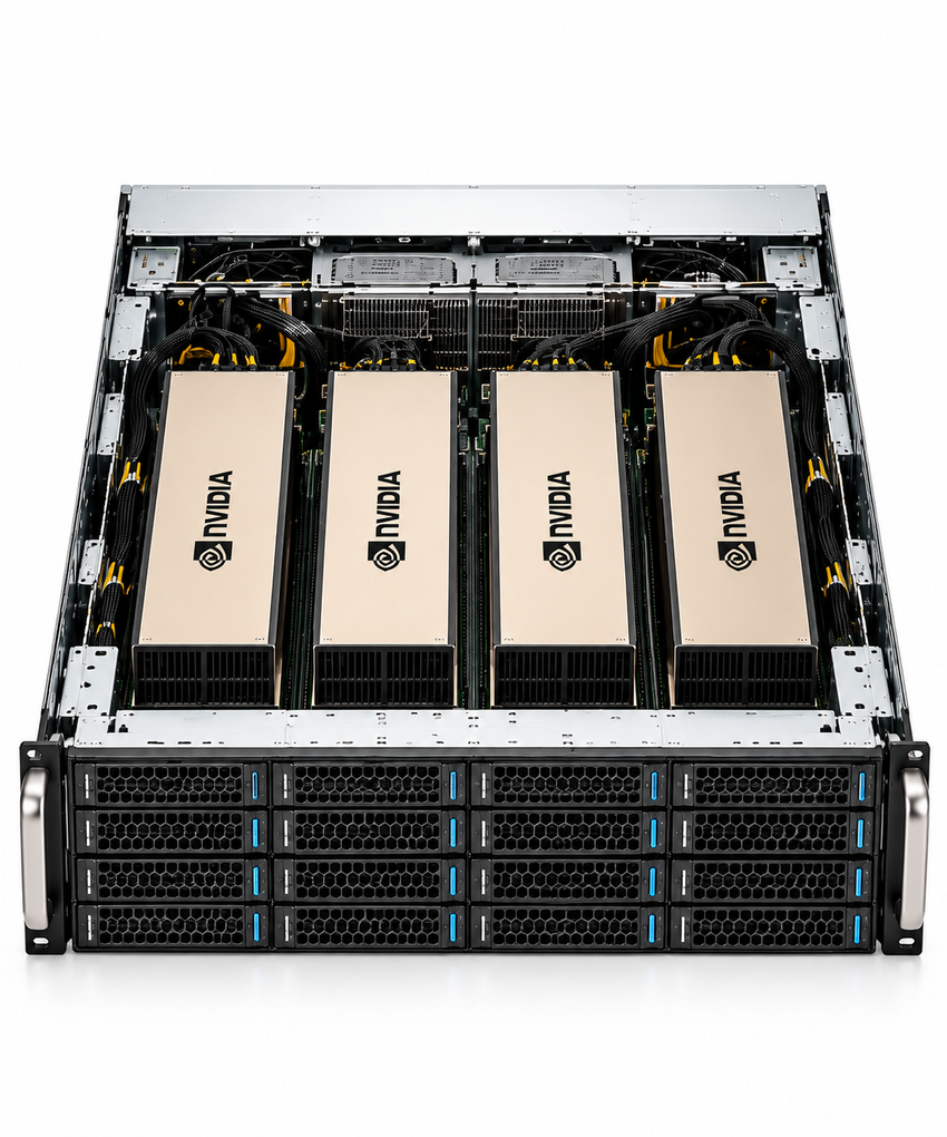 4x NVIDIA H200 NVL 141GB turnkey AI server on white background